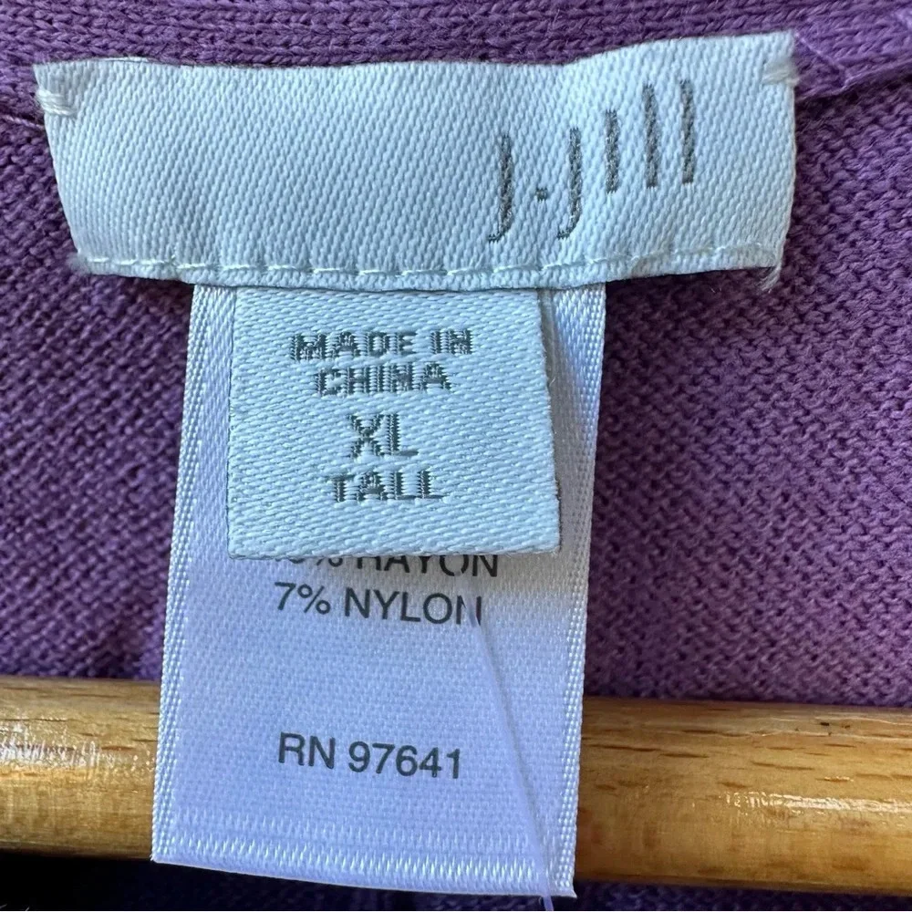 J. Jill Cardigan Sweater NWT Button Front Round Neck 3/4 Sleeves Violet XL Tall